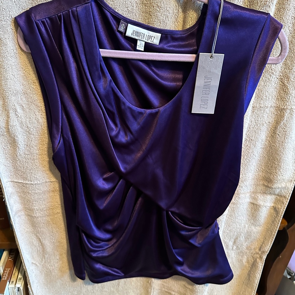 NWT Jennifer Lopez shiny purple blouse